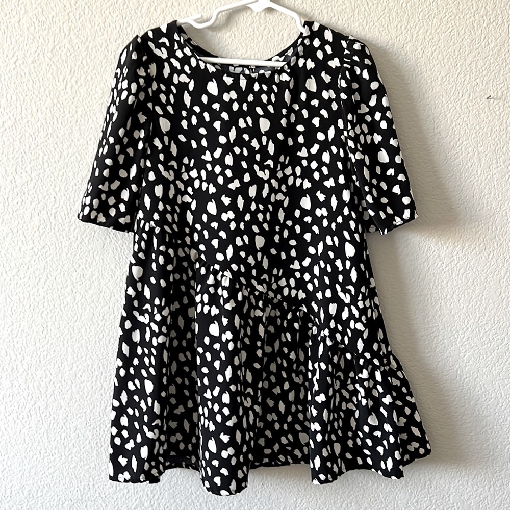 Girls black dotted chiffon dress